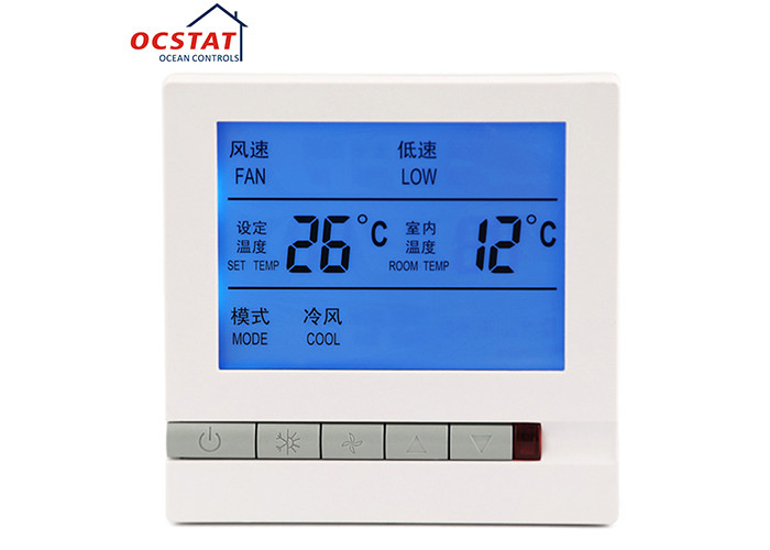 LCD Display Non Programmable Thermostat , FCU Room Central Air Conditioning Thermostat