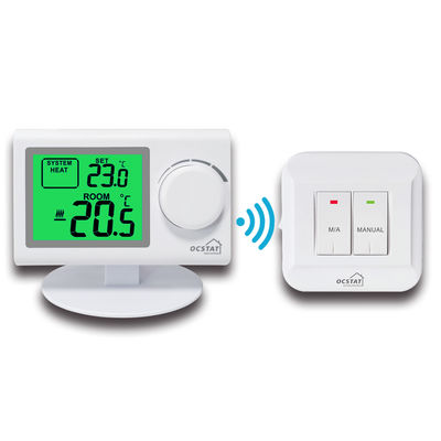 Large LCD Screen White Color Wireless Digital Room Thermostat With NTC Sensor