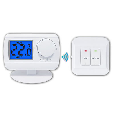 Switchable Voltage 24-230V RF Room Non-programmable Thermostat Wall-mounted ABS Material Providing Wireless Communication and Easy Setup