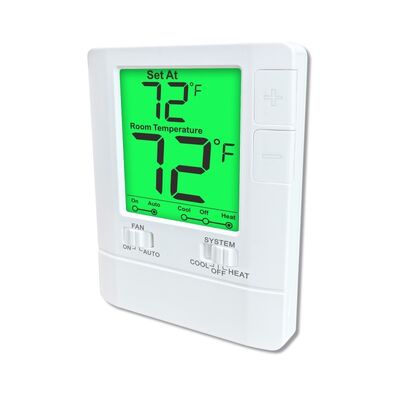 HEAT System Operation Mode Wired Non-Programmable 1 heat 1 cool Thermostat Offering White Blue And Green Backlight Color Choices Designed For Heating Management