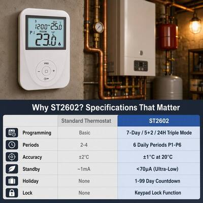 230V Heating And Cooling 7 Day Programmable Thermostat Assembly Compatible Underfloor Heating Systems Temperature Control Mechanism For Engines