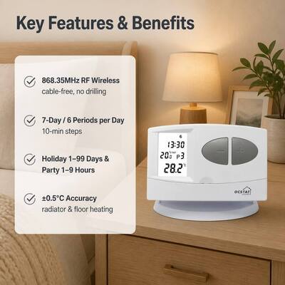 Heating System Operation Mode 7 Day Programmable wireless boiler Thermostat Engineered For Conventional Or Boilers Supporting HVAC Management