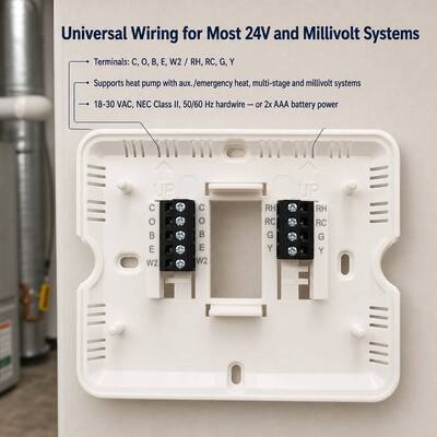 Large LCD Display 7 Day Programmable Heat Pump Thermostat Constructed with Anti Flammable ABS PC Shell for Temperature Controlling
