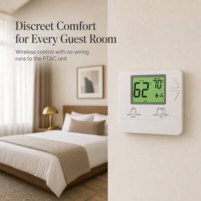 24V Non-programmable Digital LCD Wireless PTAC Thermostat for Hotel and Apartment