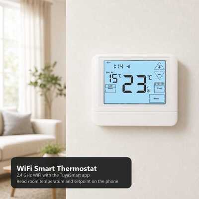 Tuya WIFI Smart Temperature Controller 7 Day Touch Screen Thermostat Power Supply 50 60Hz Designed For Precision Heating And Cooling Applications