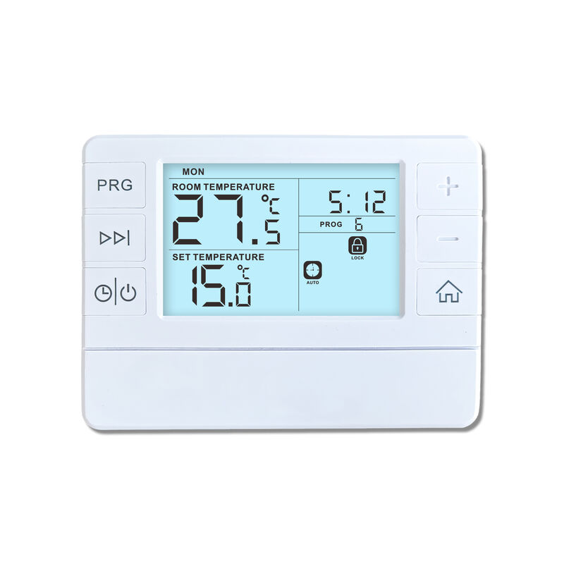 White Color Digital Room 7 Day Thermostats Including Switchable Voltage 24 V AC DC Engineered For Temperature Monitoring And Adjustment