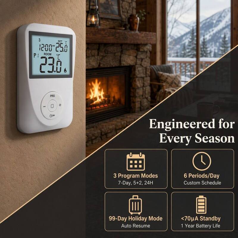 230V Heating And Cooling 7 Day Programmable Thermostat Assembly Compatible Underfloor Heating Systems Temperature Control Mechanism For Engines