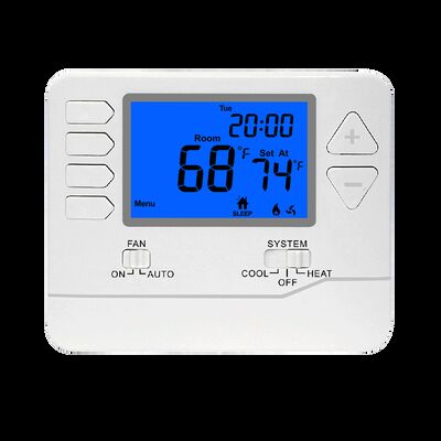 Abmessungen: 472 B x 385 H x 106 T 7-Tage-Programmierbarer Thermostat mit Betriebsarten AUS und 2H 2C Stufen H C Konventionell für HLK-Systeme