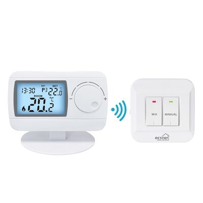 Funktioniert mit den meisten Heizsystemen RF Raumthermostat 230V Funkprogrammierbarer Thermostat Weiß Kundenspezifische Gehäusefarbe Temperaturmanagement-Lösung