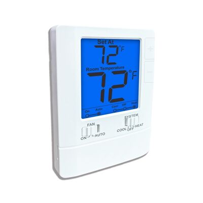 LCD-Digitalbildschirm Drahtgebundener Raumthermostat Temperaturbereich 32 ° F bis 99 ° F Hintergrundbeleuchtung Farbe Weiß Blau Grün Lösung für die HVAC-Steuerung