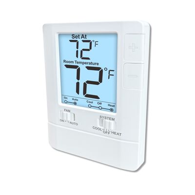 Temperaturregelbereiche 44°F bis 90°F kabelgebundener Raum-Nicht-Programmierbarer Thermostat mit einer Genauigkeit von plus oder minus 1 Grad Celsius und der Größe 86 mm Breite, 125 mm Höhe, 27 mm Tiefe