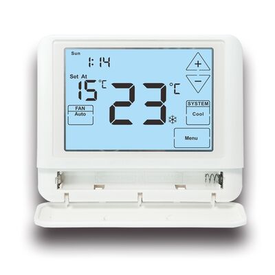 Digitale HVAC Programmierbarer Thermostat Elektronischer Raum 24V LCD Batterie Thermostat mit Hintergrundbeleuchtung Farbe Weiß Blau Grün und Temperaturkontrollbereiche 44°F bis 90°F 7°C bis 32°C für Klimalösungen