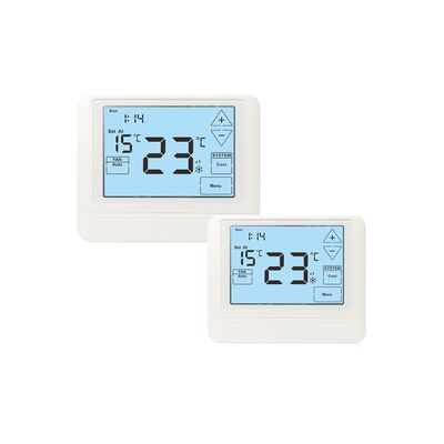 LCD-Touch-Bildschirm Kabelraum 7 Tage Programmierbarer Thermostat an der Wand oder an der Schnittstelle Montiert, mit 2 AAA-Alkalibatterien oder 18 30 VAC NEC Klasse II