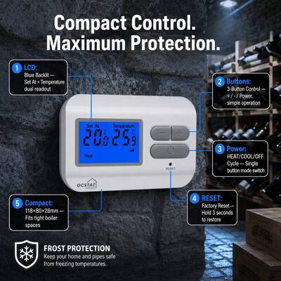 230V Nichtprogrammierbare Kessel Heizung Thermostat Einfacher Installationsprozess, der die Arbeitskosten und Ausfallzeiten während der HVAC-System-Upgrades reduziert
