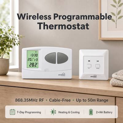 Herkömmlicher oder Kessel drahtloser 7-Tage-Raumthermostat mit kompakten 86 X 86 X 26 mm Empfängergrößen und 6 Watt Stromverbrauch