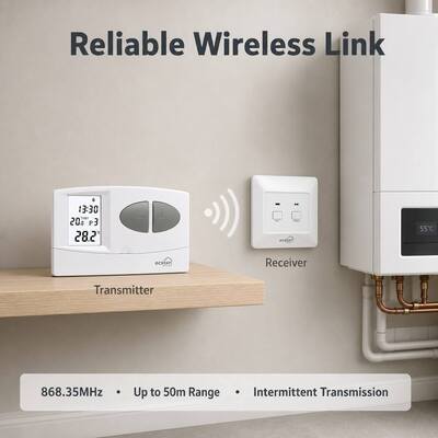 COOL System Betriebsmodus 7 Tage PProgrammierbarer drahtloser Kessel Thermostat für konventionelle oder Kessel entwickelt, die HVAC-Management unterstützen
