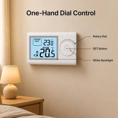 Riseem 230V Drahtgebundener Raum HVAC Nichtprogrammierbarer Heimthermostat mit IP20-Schutzniveau