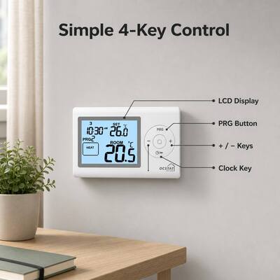 Riseem Temperaturregler Heizung 7 Tage Programmierbarer Thermostat mit Heiz- und Kühlschalter
