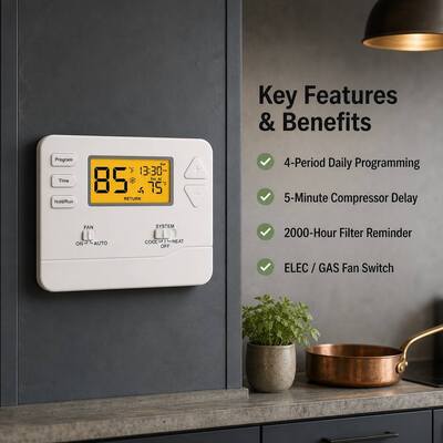 Riseem Smart und praktischer digitaler elektronischer Raumthermostat für Temperaturbereiche 32°F 99°F STN605
