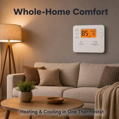 Riseem Programmierbar 2 Heat 2 Cool Thermostat Temperaturregler Kompatibilität funktioniert mit den meisten Heiz- und Kühlsystemen