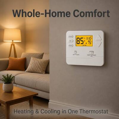 Riseem Cooling Electronic Room Thermostat with Display Size 2.08 Sq.in. 1344mm2 and 2H/2C Stages H/C -Conventional