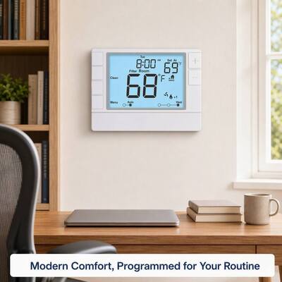 Coiiwsei Hotel und Haus Indoor Effizienz Elektronischer Raumthermostat mit LCD-Anzeige in Weiß/Blau