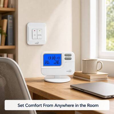 Riseem Weiß ABS 868Mhz RF Raum drahtlos Programmierbarer Thermostat Digitale Heizung und Kühlung OEM