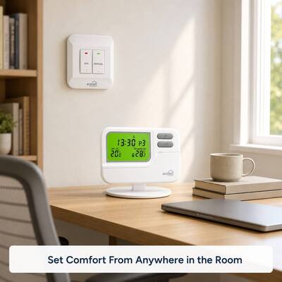 Batteriebetriebener 868MHZ drahtloser Raumthermostat 7 Tage drahtloser Thermostat mit 230VAC 50HZ Empfänger für die Klimatisierung