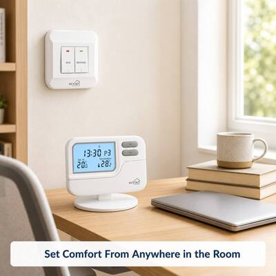 Temperaturbereiche von 0°C bis 35°C In 0,1°C-Zunahmen Kessel Heizung RF 7 Tage Thermostat mit LCD-Display Ideal für Energiemanagementsysteme