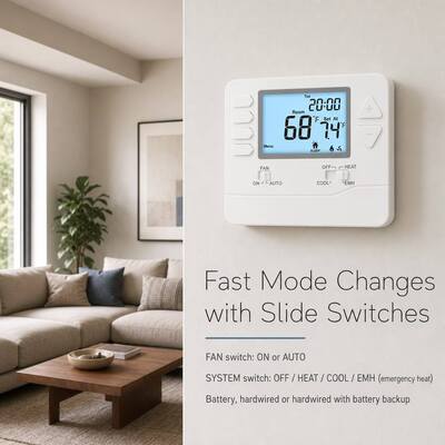 Riseem wöchentlich programmierbar 0,5°C Genauigkeit HVAC-System Wärmepumpe Thermostat 24V
