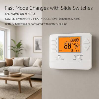 Beibehalten Sie Ihr Zuhause komfortabel und sparen Sie Energie mit einem 7-tägigen programmierbaren Thermostat-Digitaldisplay