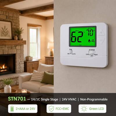Heizung und Kühlung Digitales Haus Nicht programmierbarer 24V HVAC Thermostat Klemmenbezeichnungen C Geeignet für konventionelle Anwendungen Typ Heizungs-Kühlsysteme