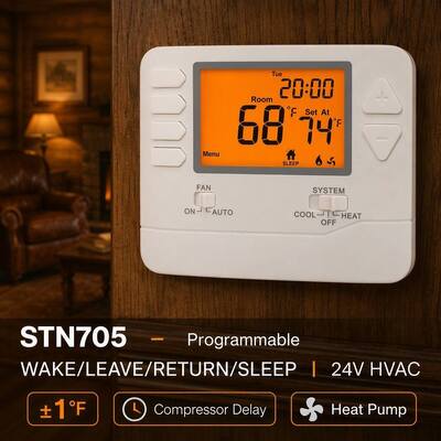 1 Heat 1 Cool 24V 7 Day Air Conditioning Wired Heating and Cooling Temperature Controller With Fan Operation Mode ON Designed To Enhance Temperature Stability In Industrial Systems