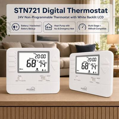 STN721 Kommerzielle Wärmepumpe 2 Wärme 1 Kühle LCD-Display Kabel-HVAC-Thermostat für Zuhause und Hotel