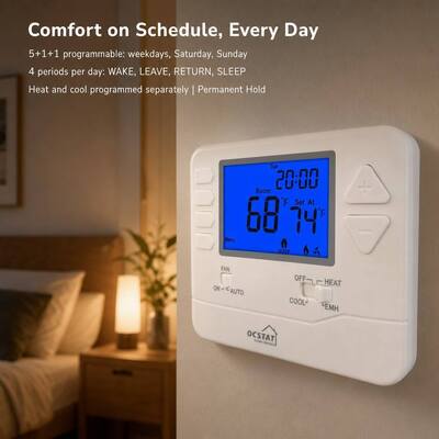 24V-Programmierung 7 Tage Programmierbare Mehrstufige Wärmepumpe Hotelzimmerthermostat für Heiz- und Kühlgeräte