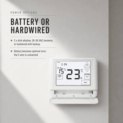 24V Batteriebetrieb 1 Heizung 1 Kühlung Kabelraum 7 Tage Programmierbarer Touchscreen-Thermostat zur HVAC-Steuerung
