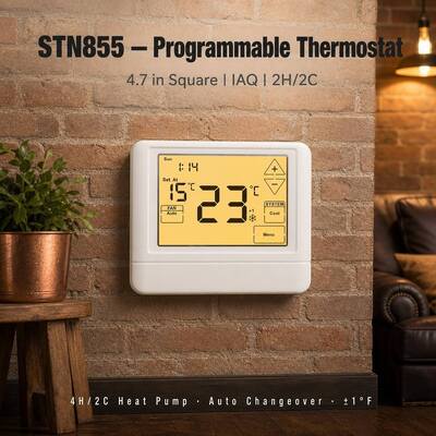 STN855 Wärmepumpe 7-Tage-programmierbarer 7-Tage-Thermostat mit 2 Heiz- und 2 Kühlstufen für die Wandmontage zur HLK-Steuerung