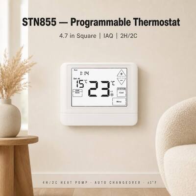 STN855 24V LCD-Touchscreen 7 Tage Wärmepumpe Programmierbar 2 Wärme kühl Thermostat EM Wärme