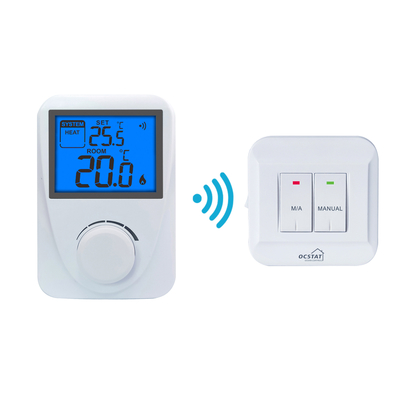 Riseem Blaue Hintergrundbeleuchtung Wireless RF Gasboiler Nicht programmierbarer Thermostat mit Heiz-/Aus-/Kühlschalter