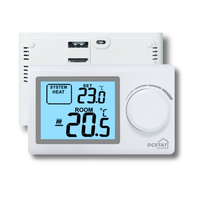 Batteriebetriebener großer elektronischer Thermostat LCD für Boden-Heizungs-Weiß-Farbe