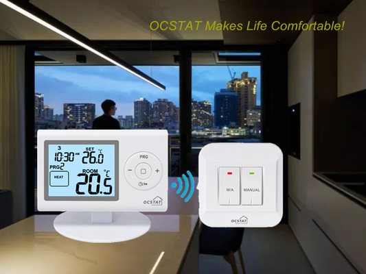 Riseem Weißfarbe OEM / ODM Digital programmierbarer RF-Raumthermostat für HVAC-Systeme