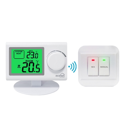 Große LCD-Bildschirm-weiße Farbdrahtloser Digital-Raum-Thermostat mit NTC-Sensor