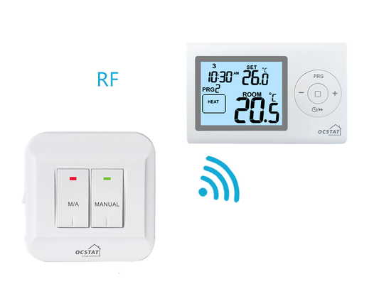 Riseem ABS OEM ODM Blauer LCD-Bildschirm RF Digital Home Thermostat Heizung und Kühlung
